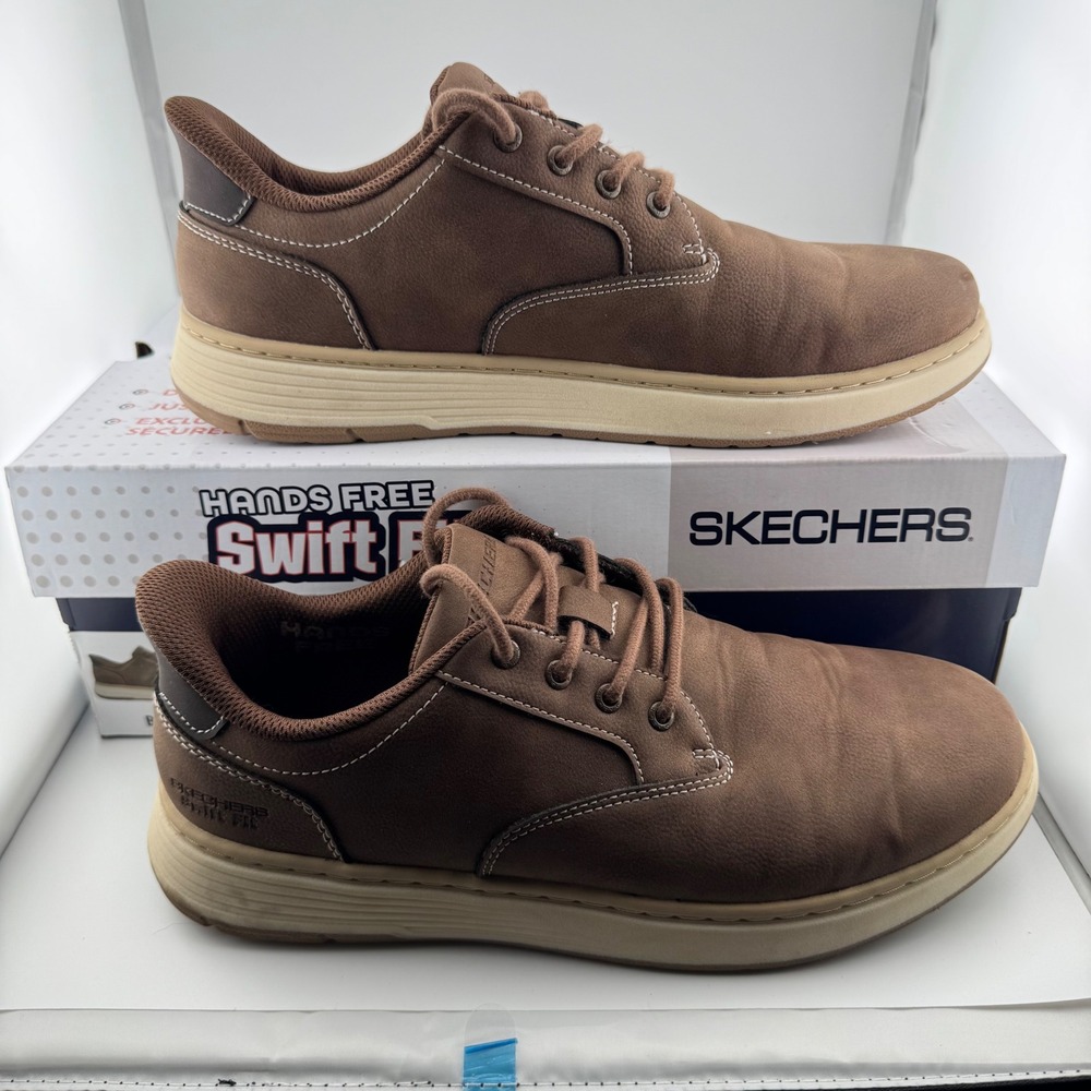 Skechers Swift Fit Hands Free Slip-ins Mens 9 Brown 182004 Oxford Sneakers